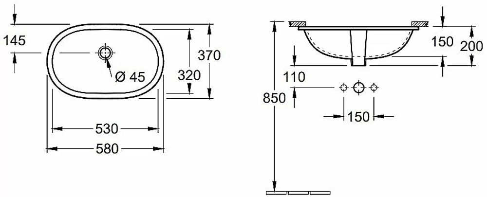 Раковина Villeroy&Boch O'Novo 58 416250R1 альпийский белый