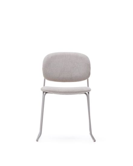 Стул Meli ткань бежевого цвета с бежевыми металлическими ножками Испания 