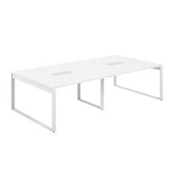 AG.2814.WH.72.WH / Стол для переговоров 2800х1438х750 / профиль О-образный: 70х20 белый; лючок: серебро; столешница: белый