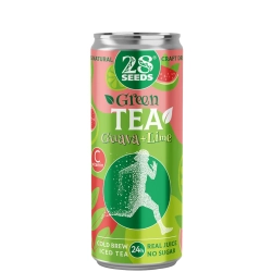 Зеленый чай «Колд брю» Гуава и Лайм 28SEEDS, холодный чай в банке, вид спереди