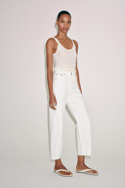 ZARA ДЖИНСЫ ZW COLLECTION ANKLE RELAXED СО СРЕДНЕЙ ПОСАДКОЙ, БЕЛЫЙ
