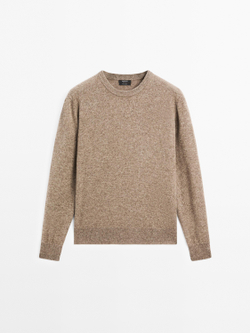 Massimo Dutti Свитер из 100% кашемира с длинными рукавами, кротово-коричневый