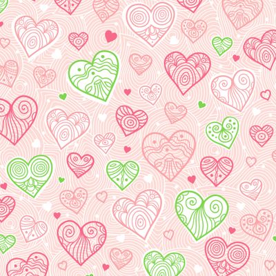 Розовые Сердца на розовом фоне. Нежный романтичный орнамент. Любовь. 14 февраля