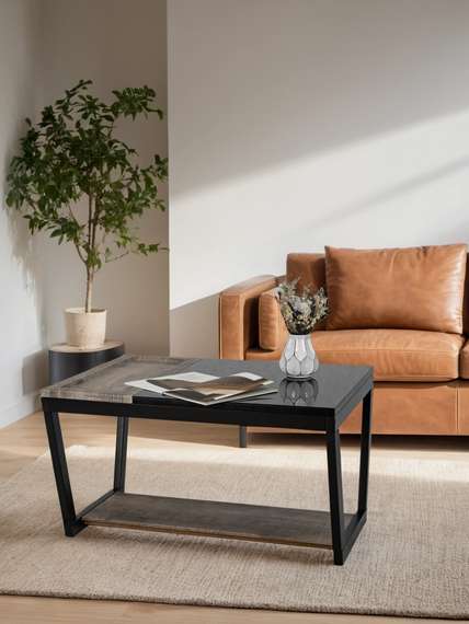 Стол журнальный BeautyStyle 31 дуб крымский состаренный/венге/стекло черное