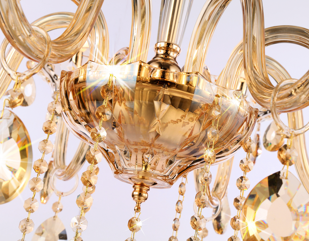 Подвесная люстра с хрусталем TR4907/8 GD/TI золото/янтарь E14/8 max 40W D760*639