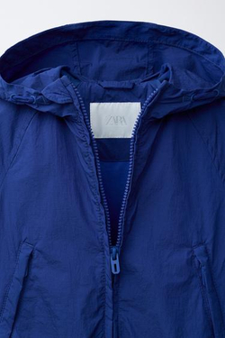 ZARA ЛЕГКИЙ ДОЖДЕВИК WATER REPELLENT, ЯРКО-СИНИЙ