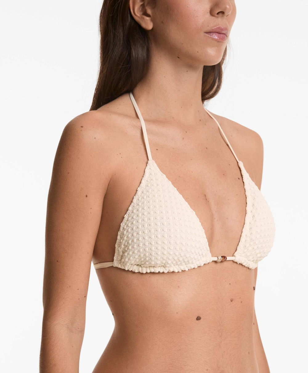OYSHO Топ бикини с треугольными чашками из кроше, экрю