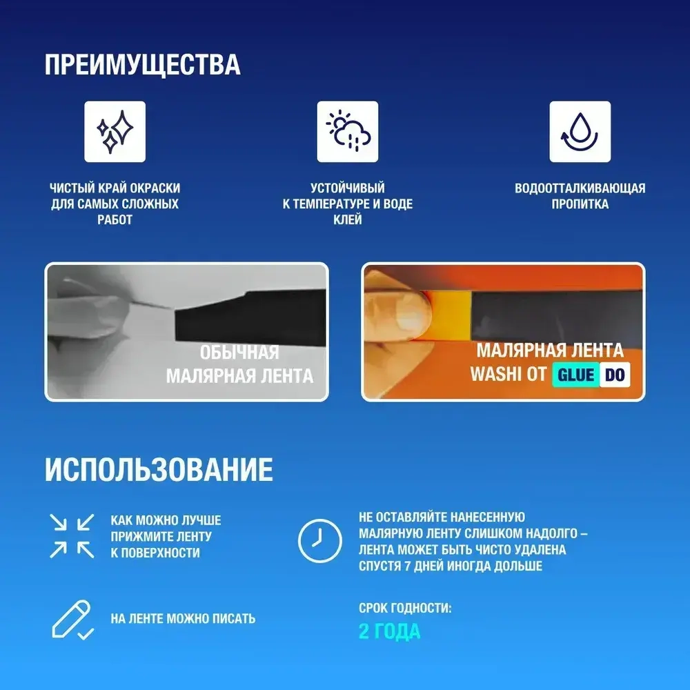 малярный скотч клейкая малярная лента бумажная водостойкая для авто и ремонта 50мм х 50м