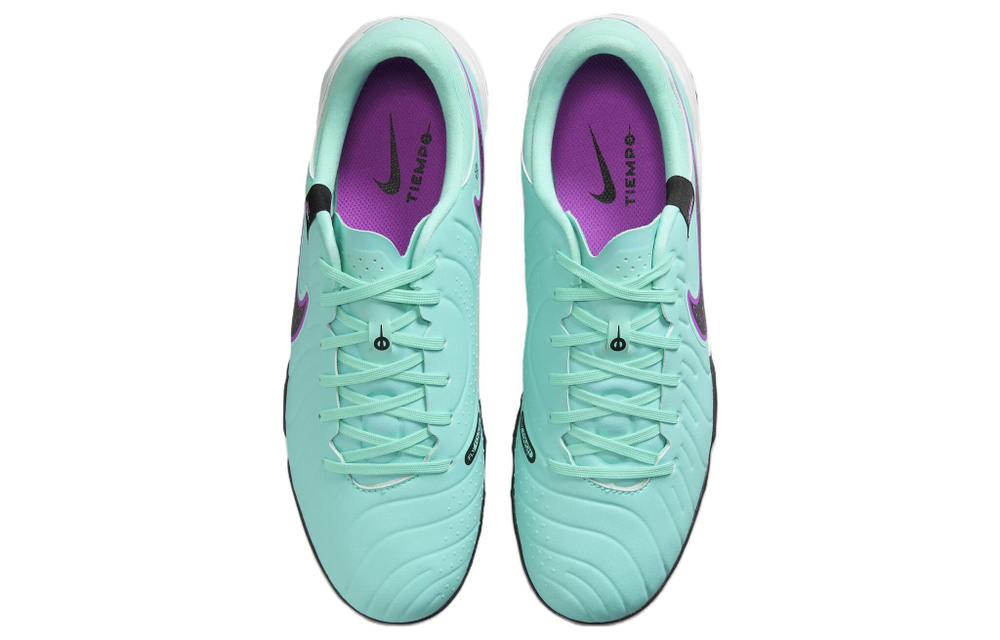 Nike Tiempo Legend 10 lace-up TF (glue broken nails) non-slip wear-resistant football shoes for men and women the same style green purple