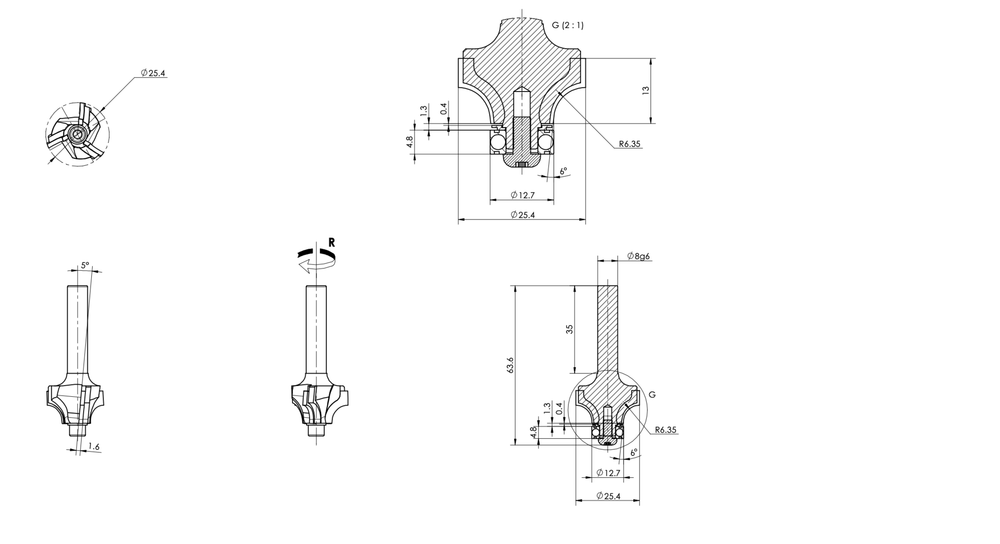 PCD концевая фреза D.25,4x13 S.8x35 Z3