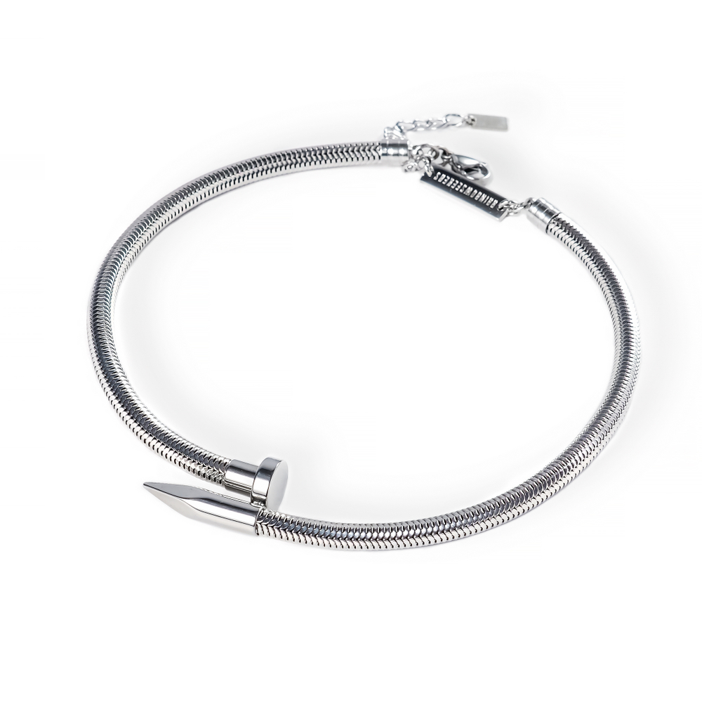 snake nail choker silver