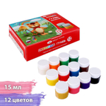Гуашь 12 цветов, 15 мл, ЗХК Цветик (30411547)