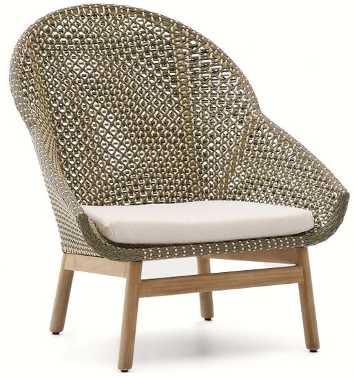 Кресло Olbia с высокой спинкой из искусственного ротанга и массива тика La Forma Испания