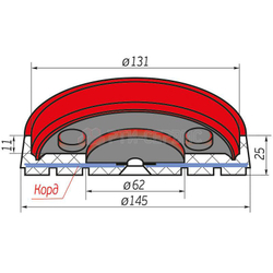 Резиновая накладка (РТИ-СЕРВИС 1039К) для подъемников "OMCN", кордированная