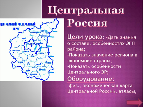 Центральная Россия. Физическая карта