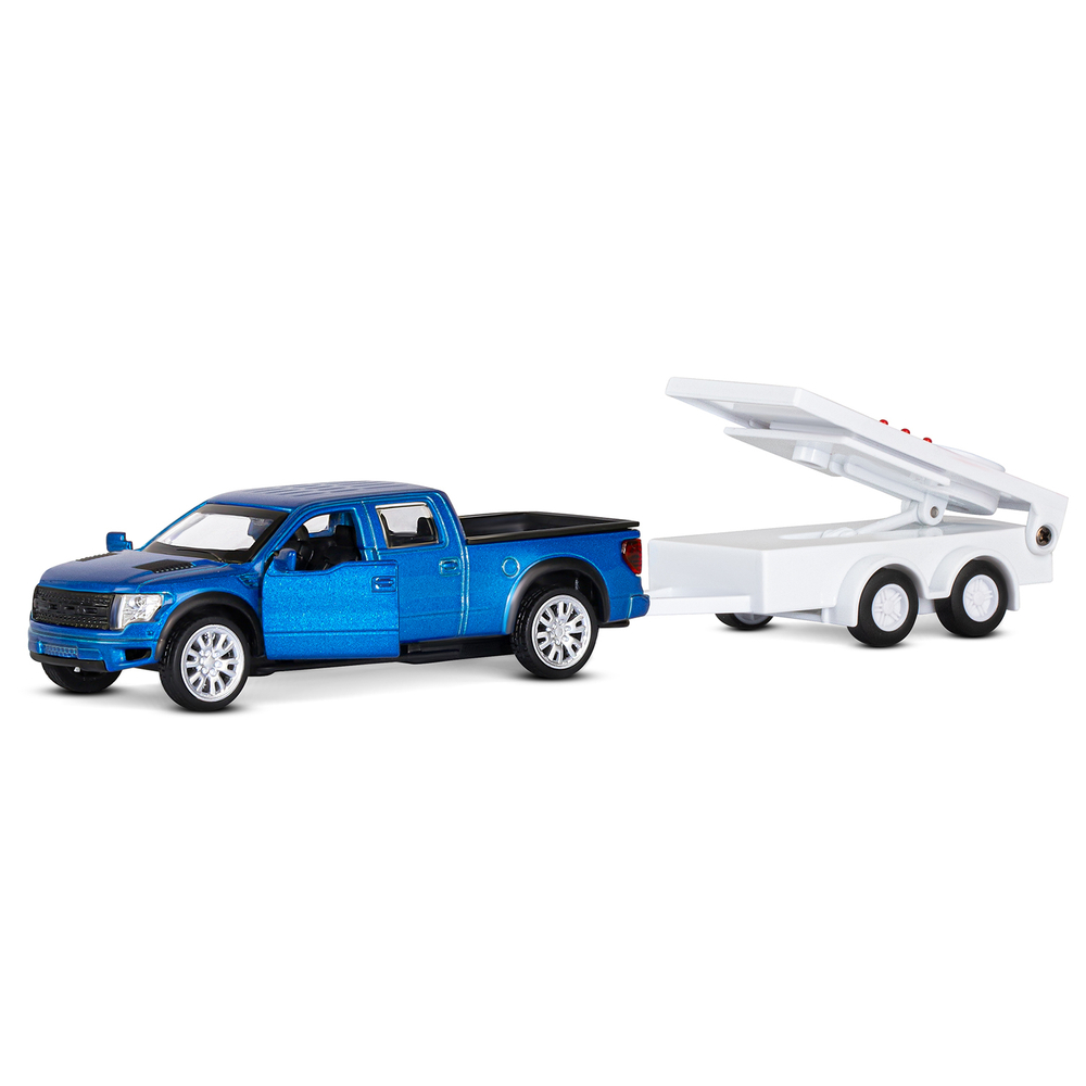 Модель 1:43 Ford F-150 c прицепом с дорожными знаками, открываются двери