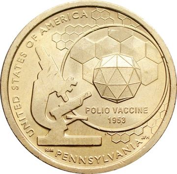 1 доллар 2019 P США «Американские инновации - Пенсильвания. Вакцина против полиомиелита»