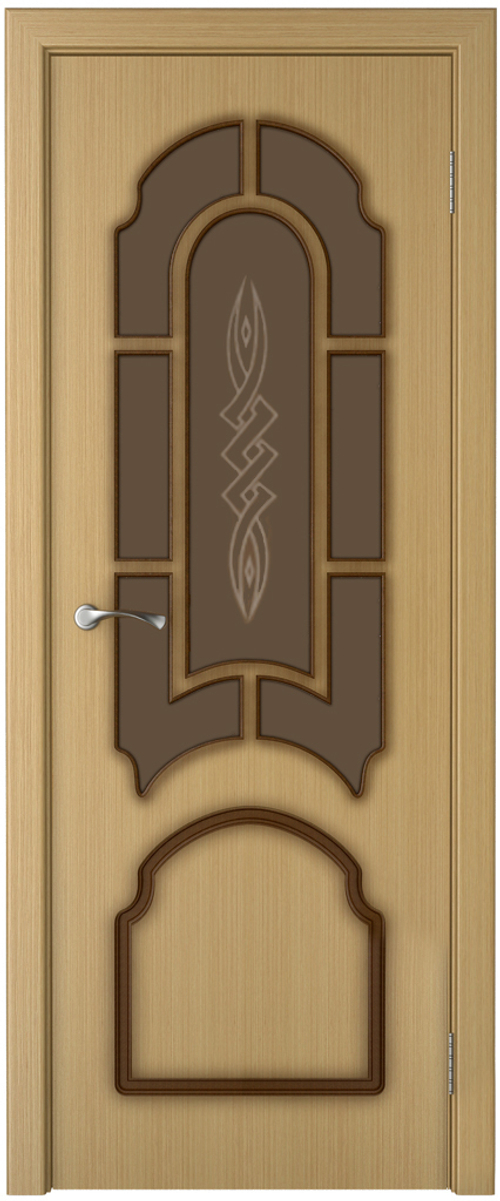 Межкомнатная дверь Стиль / Цвет Дуб / Остекление "Матовое бронзовое с рис." / Двери Верда