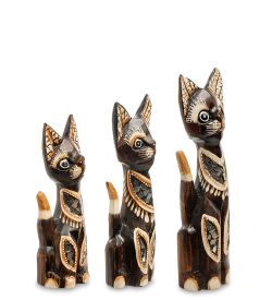 Decor and Gift 99-164 Фигурка «Кошка» н-р из трех 30,25,20 см (албезия, о.Бали)