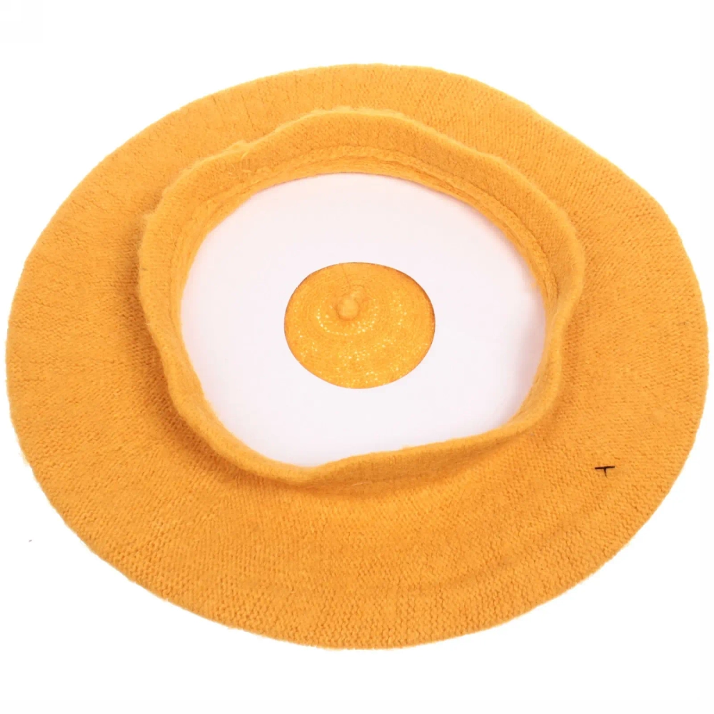 Берет женский из овечьей шерсти «Elegance», цвет горчичный, р. 58 (лейбл ультрамарин, подвес)