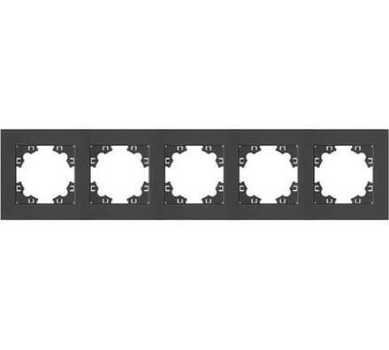 Рамка пятиместная горизонтальная "UNIVersal" серия "Афина" графит (еврослот) (HU2330)