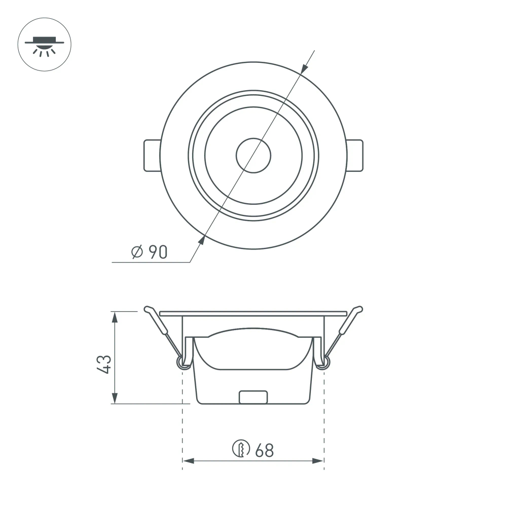 Светильник LTD-POLAR-TURN-R90-7W Warm3000 (WH, 36 deg, 230V) (Arlight, IP20 Пластик, 3 года) 032310