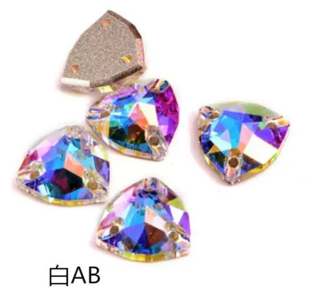 Стразы пришивные, Fat Triangle, Crystal, T001AB, 16mm, (18 ea/pkg), 5A+best, (F2)
