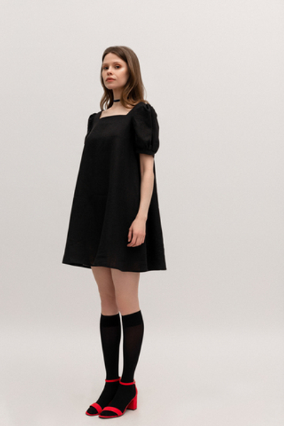 Linen blend midi dress