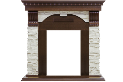 Каминокомплект Dublin угловой - Темный дуб / Сланец белый с очагом Majestic FX M Black RC
