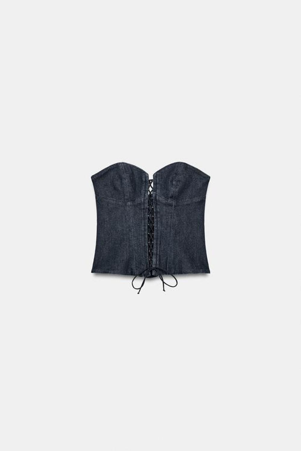 ZARA ДЖИНСОВЫЙ КОРСЕТНЫЙ ТОП TRF, ТЕМНЫЙ ИНДИГО