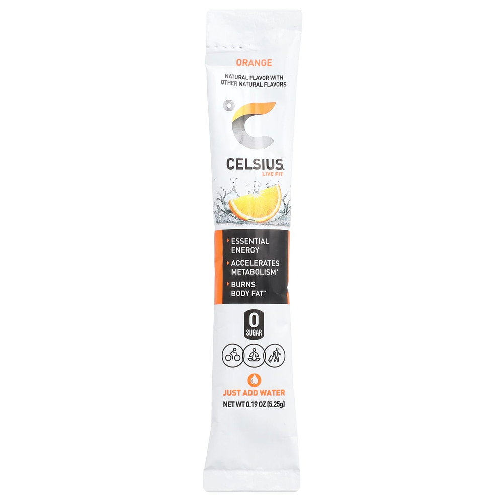 Celsius, Live Fit, апельсин, 14 пакетиков по 5,25 г (0,19 унции)