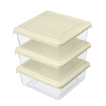 Комплект контейнеров для продуктов "Asti" квадратных 0,5л х 3 шт. (светло-бежевый)