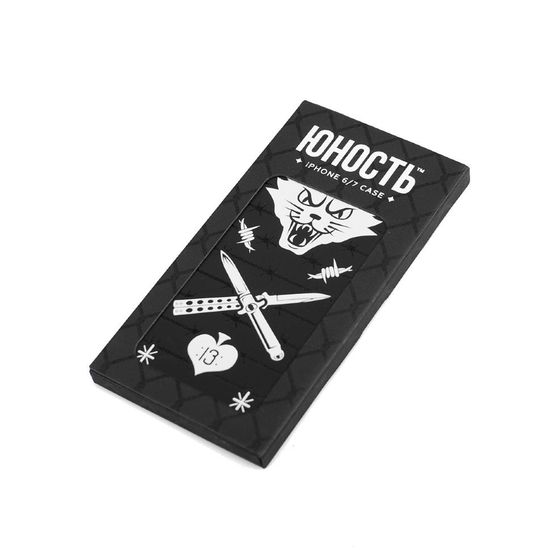 Чехол ЮНОСТЬ Кот Черный, Пластик Soft Touch, 6/6S Plus