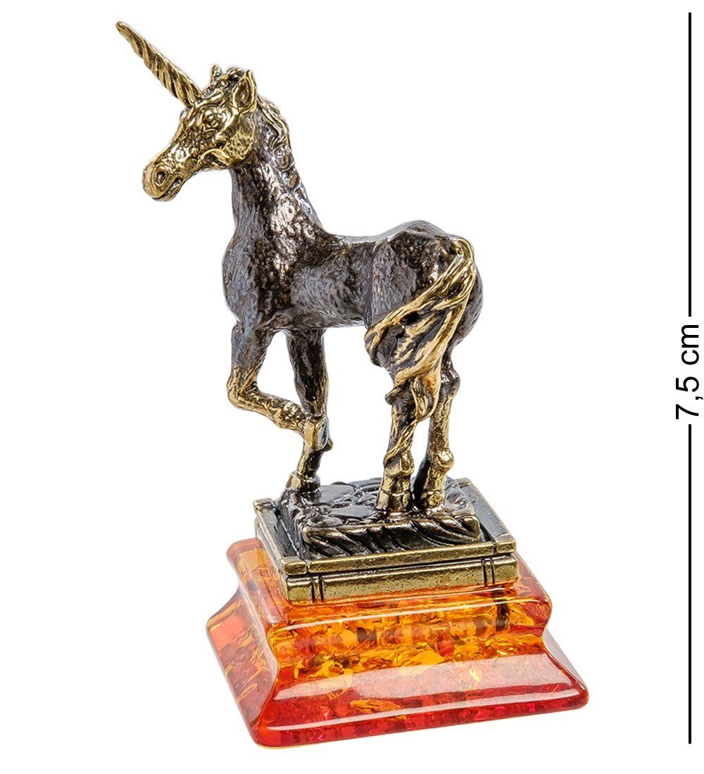 Народные промыслы AM-2141 Фигурка «Единорог» (латунь, янтарь)