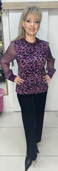 Комбинированный авсрийский блузон с шифоновыми рукавами