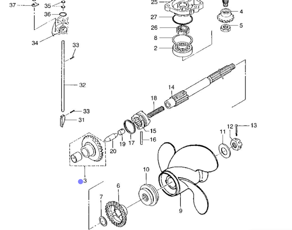 Шестерня редуктора Tohatsu 9.9-18лс (3H8-64010-0)
