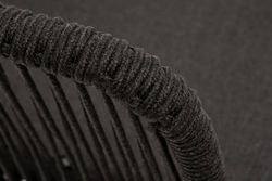 "Марсель" стул плетеный из роупа, каркас из стали золотой глянец, роуп темно-серый круглый, ткань серая