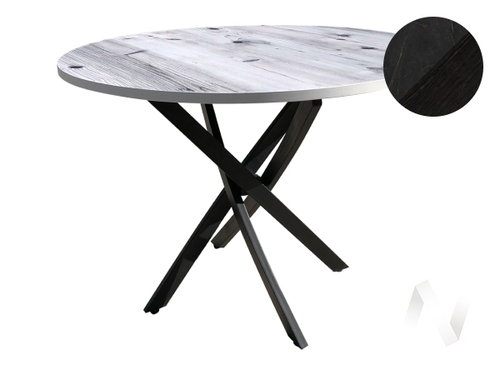 Стол раздвижной Норд (опоры черный/пластик каспий черное золото; кромка венге)