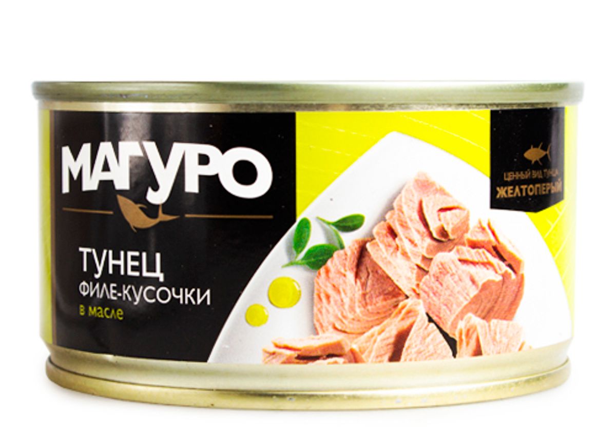 Тунец желтоперый филе-кусочки в масле, 170г