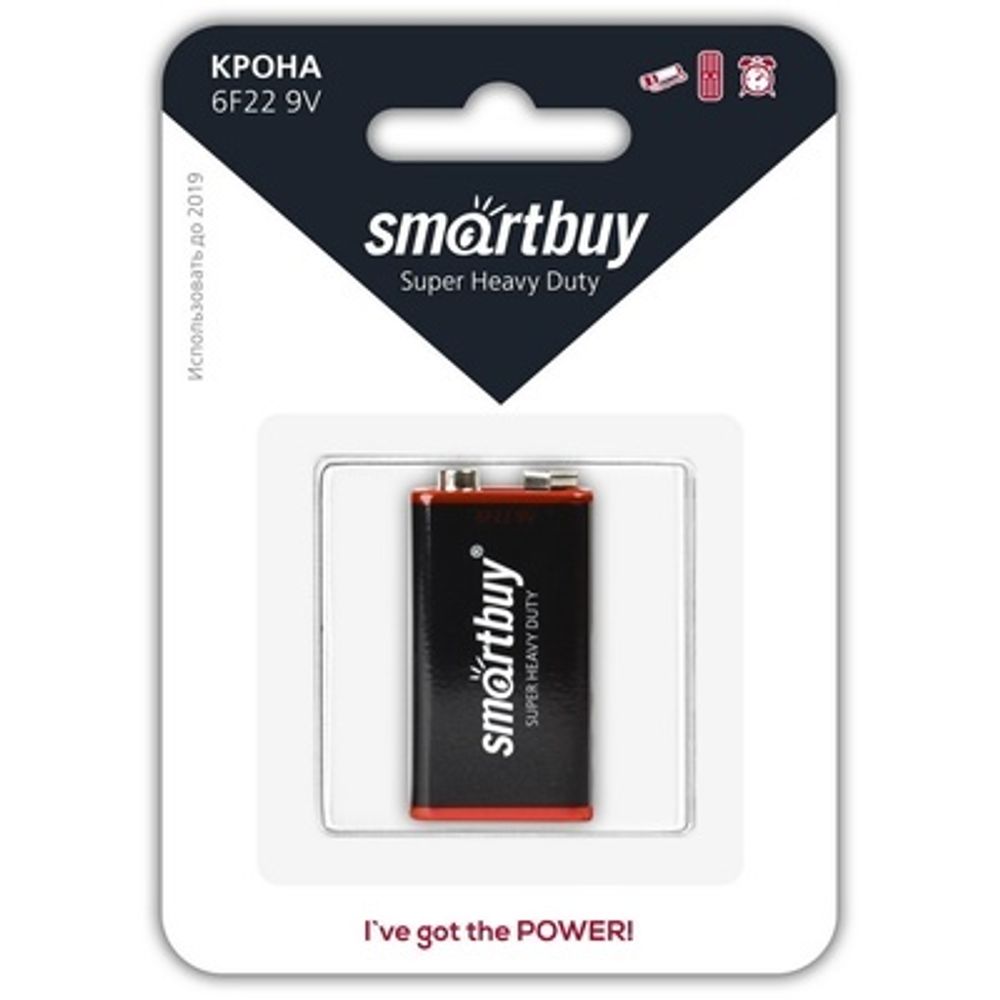 Батарейка солевая крона Smartbuy 6F22