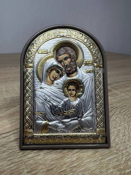 Св. Семейство, икона арочная, пластик коричневый 48x68