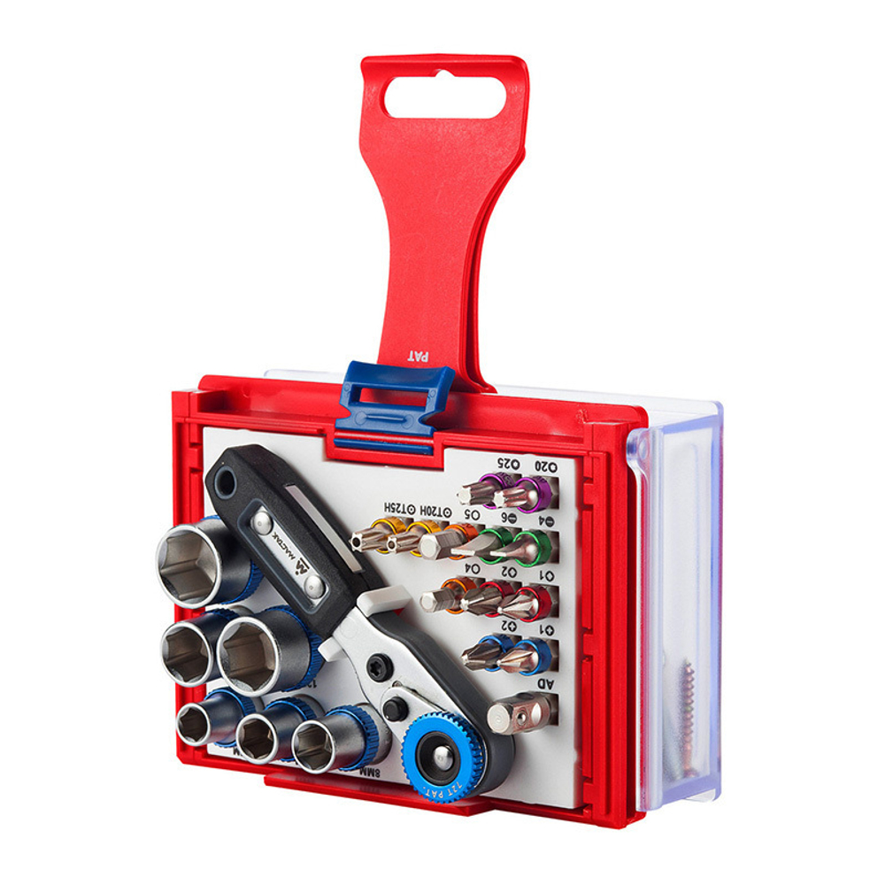 МАСТАК (058-10020C) Набор вставок (бит) 1/4", TORX, HEX, Pozidriv, Phillips, Slotted, 20 предметов