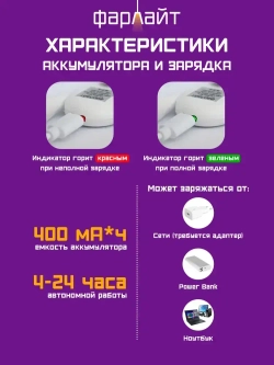 Лампа для чтения Фарлайт на книгу на прищепке, мини лампа, фонарик для чтения книги ручной аккумуляторный карманный с регулировкой яркости, 70 Лм