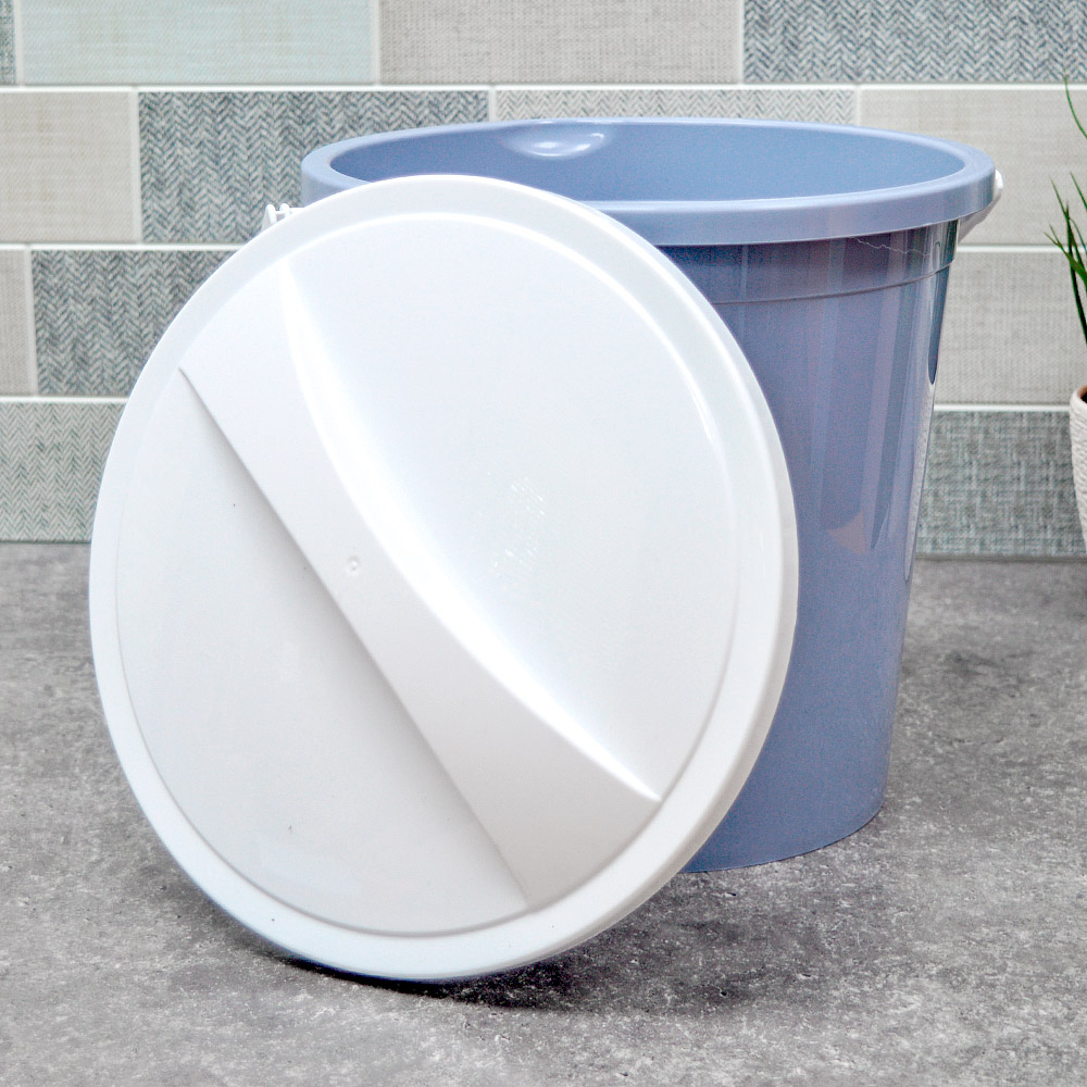 Ведро 8л с крышкой, голубовато-серый/белый