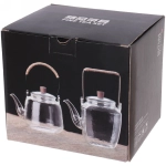 Чайник заварочный стеклянный 1000мл «ICE» со стеклянным ситом, плетеная ручка, кубышка