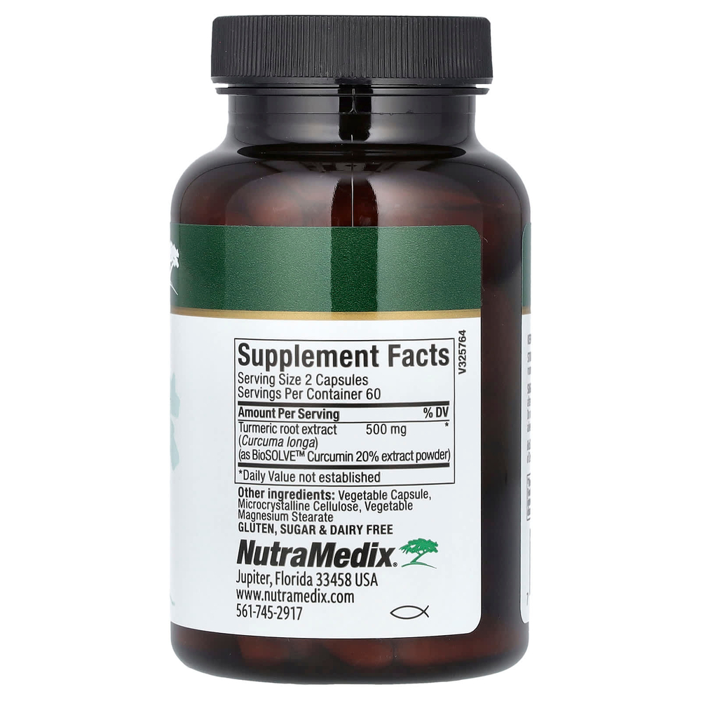 NutraMedix, Куркумин из куркумы, 120 вегетарианских капсул (250 мг на капсулу)