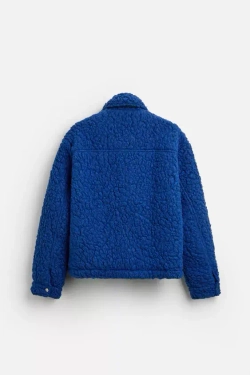 ZARA КУРТКА ИЗ ИСКУССТВЕННОЙ ОВЧИНЫ, ЯРКО-СИНИЙ