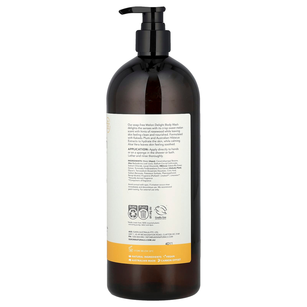 Sukin, Гель для душа с растениями, для всех типов кожи, дыня, 1 л (33,82 жидк. Унции)