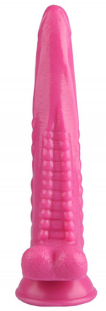 Розовый анальный реалистичный стимулятор на присоске - 25,5 см. (Цвет: розовый)