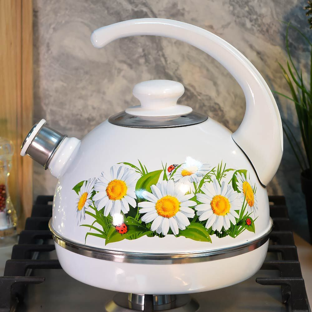Чайник 3,5л со свистком, консульная ручка, белый "Марианна"